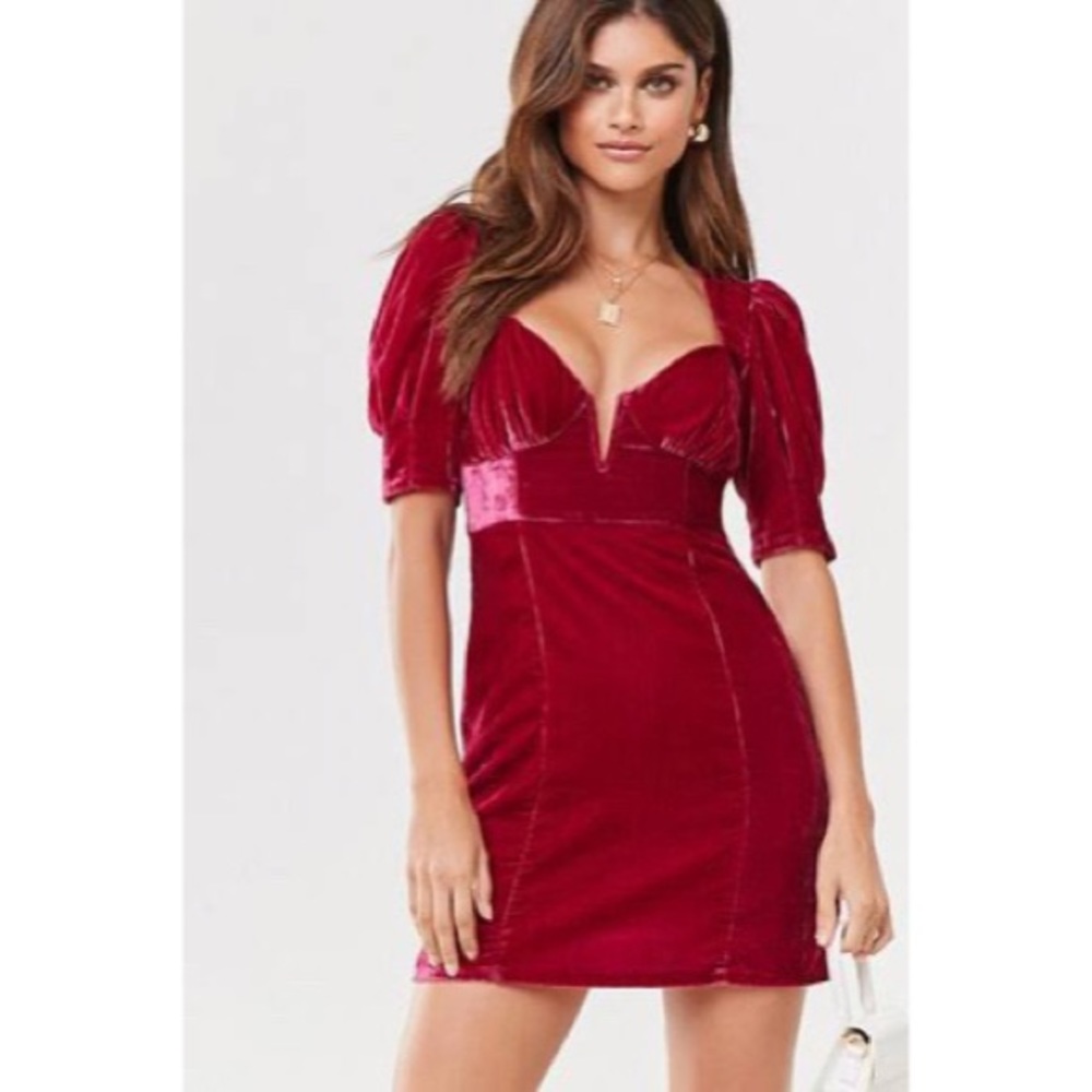 NWT Crushed Velvet Magenta Forever21 Dress